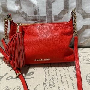 Michael Kors Red Leather Crossbody Bag